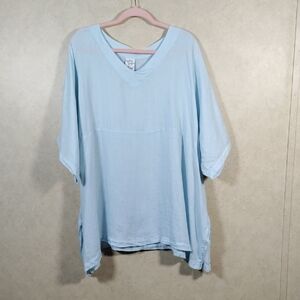 03521 Match Point light blue linen oversized S/S tunic M